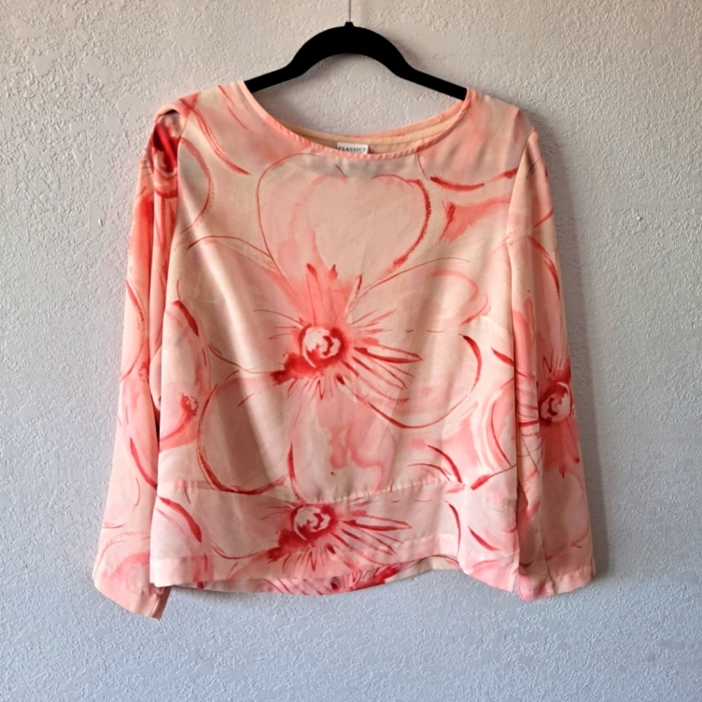 Classics by Jantzen Pink Floral Blouse
